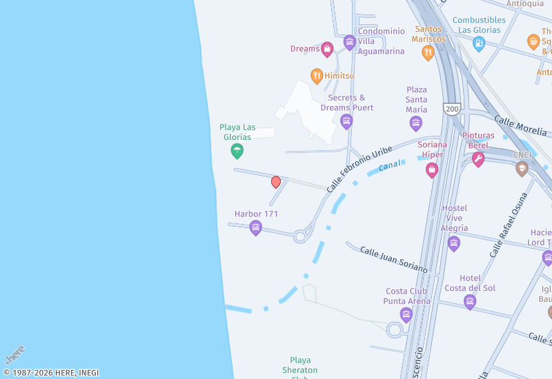 Harbor beachfront condo Hotel Zone near malecon Mapa de ubicación